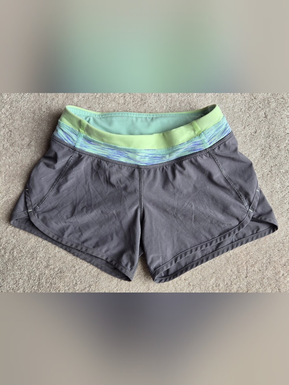 Ivivva Gray Athletic Shorts with Mint-Accent Waistband